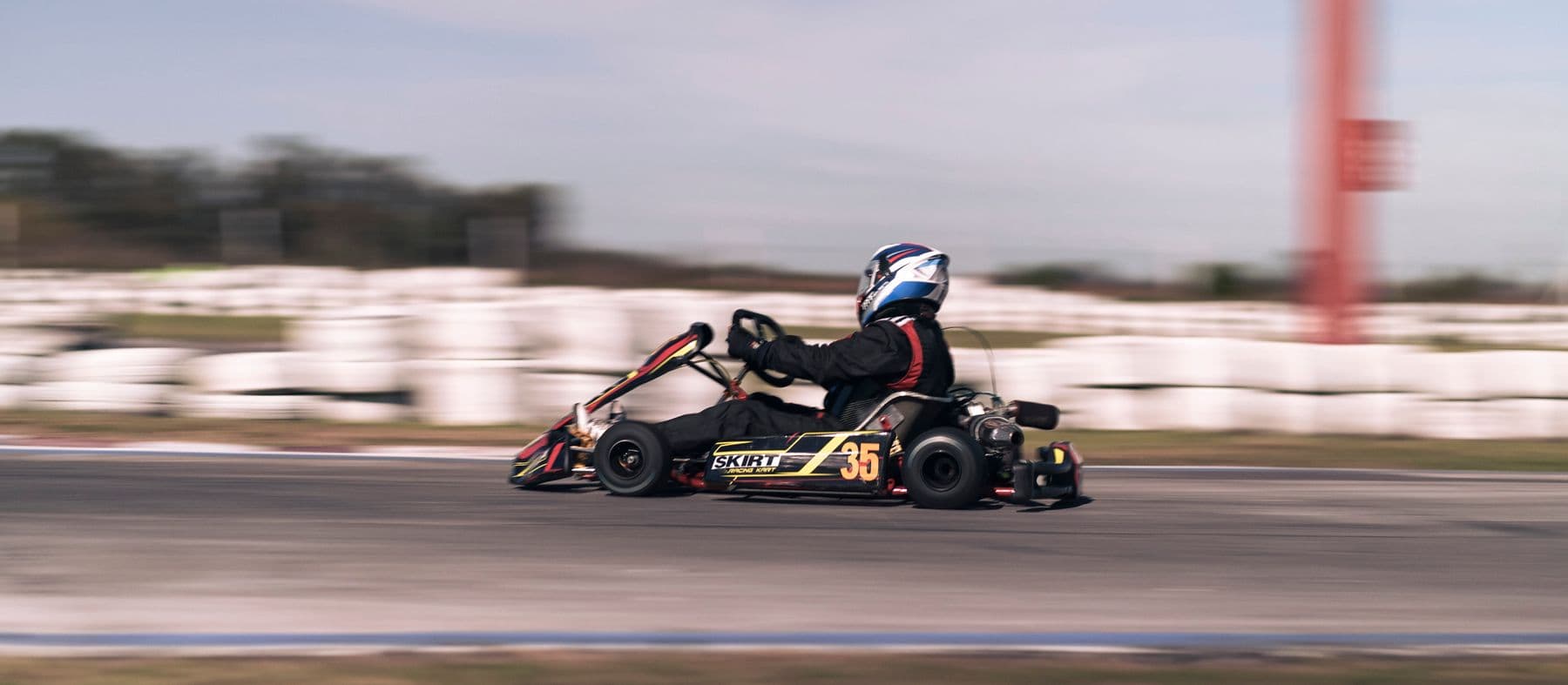 A kart at speed with motion blur